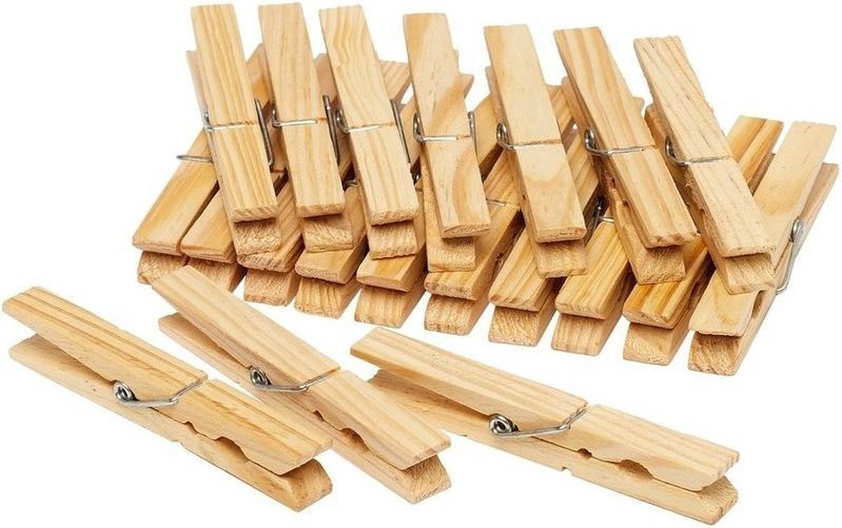 Houten wasknijpers - 120 stuks - voordelige knijpers / wasspelden