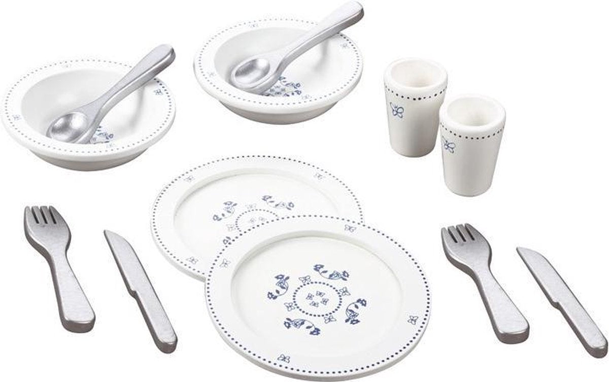 Mama Memo Servies Hout 12-delig Wit