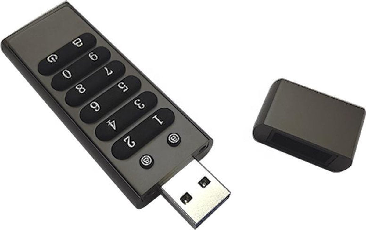NTRONIC USB Encryped Flash Drive | 64 GB | USB 3.0 Stick | AES256 Encryptie | Beveiligd met pincode | Wachtwoord | Privé documenten | Geheime documenten | Zakelijk gebruik | Bitcoin | Crypto | Crypto currency| | Anti-kras | Model 2021