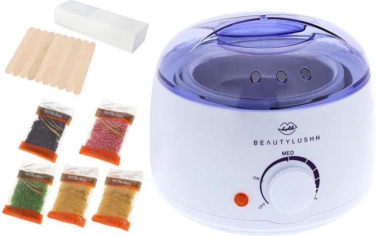 Wax verwarmer - Wax heater - Wax verwarmer set - Harsapparaat - Pro-Wax 100W - Wax ontharen - Inclusief 500-gram wax beans - 10 houten spatels - Wax - Waxapparaat - Wax Beans - Ontharen voor mannen en vrouwen - Ontharingsset - Ontharingsverwarmer