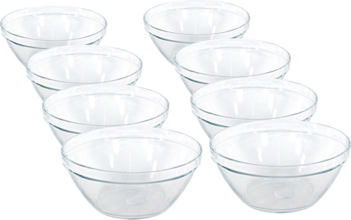 10x Glazen keuken schaaltjes/kommetjes Pompei 10 cm/200 ml - Schaaltjes/kommetjes van glas