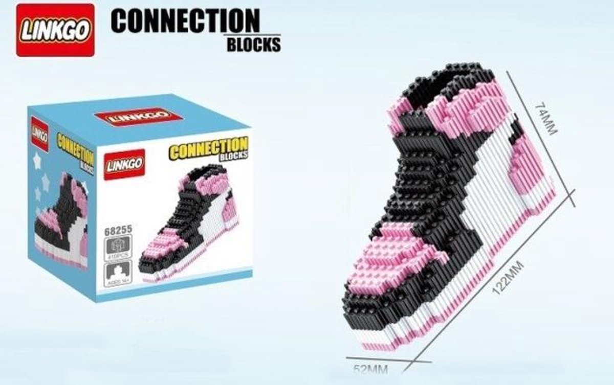 Linkgo Connection Blocks - Sneaker (Roze/Wit/Zwart) | Speelgoed voor kinderen jongens meisjes | lego technic