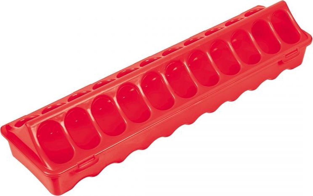 Duvo+ Kuikenvoerbak plastiek ronde gaten Rood 40