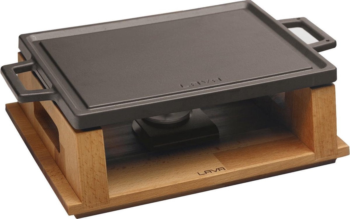 Paderno Bakplaat Lava 25 X 38 Cm Gietijzer/hout Zwart/bruin