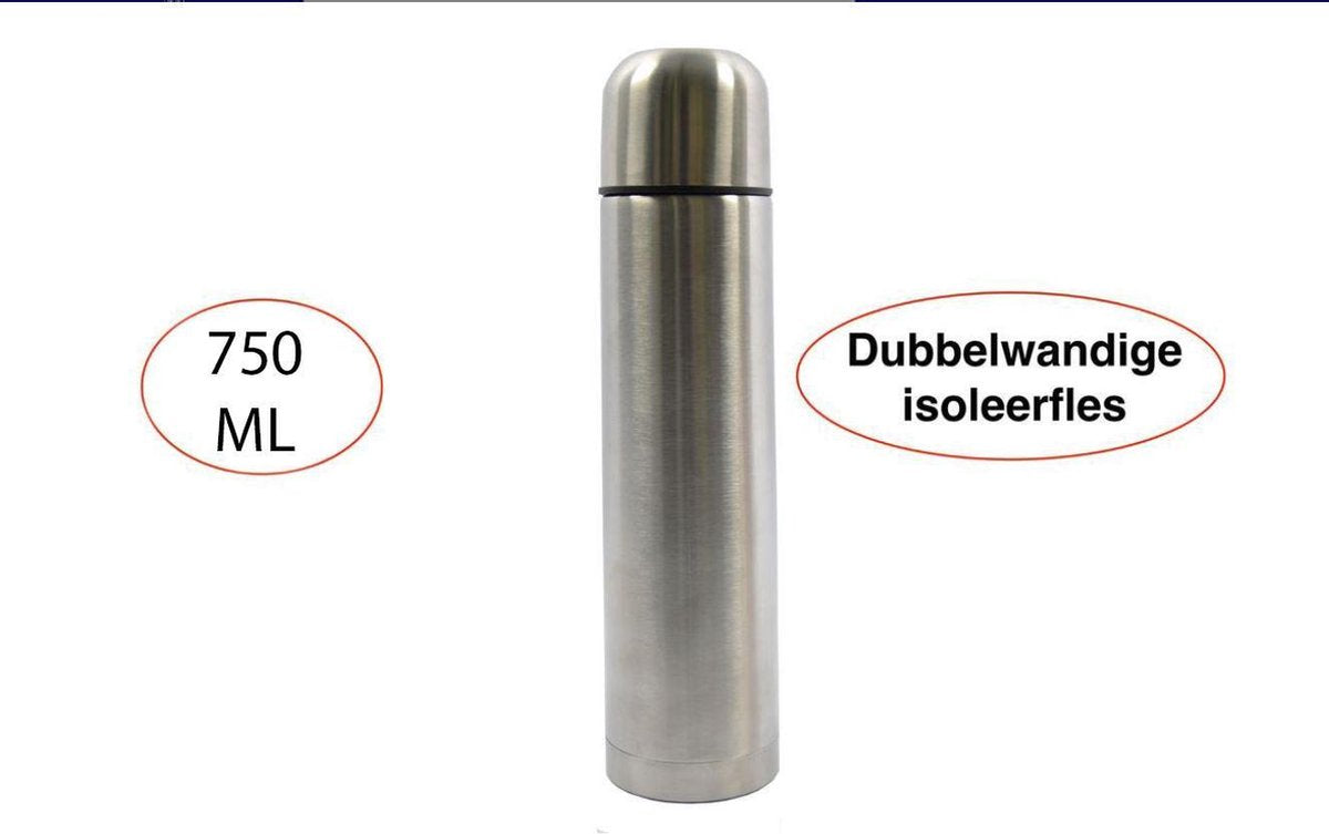 Discountershop RVS Isoleerfles| 750 ml | Luxe Thermosfles | Duurzaam |warmhoudkannen | Praktisch voor Onderweg |Lekker warm Thermoskan|RVS Thermos - Thermofles 750ML - Isoleerkan - Koffiefles - Theefles -RVS