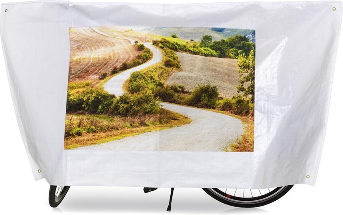 VK COLOR Classic - Fietsbeschermhoes - 210 X 110 Cm - Wit met print