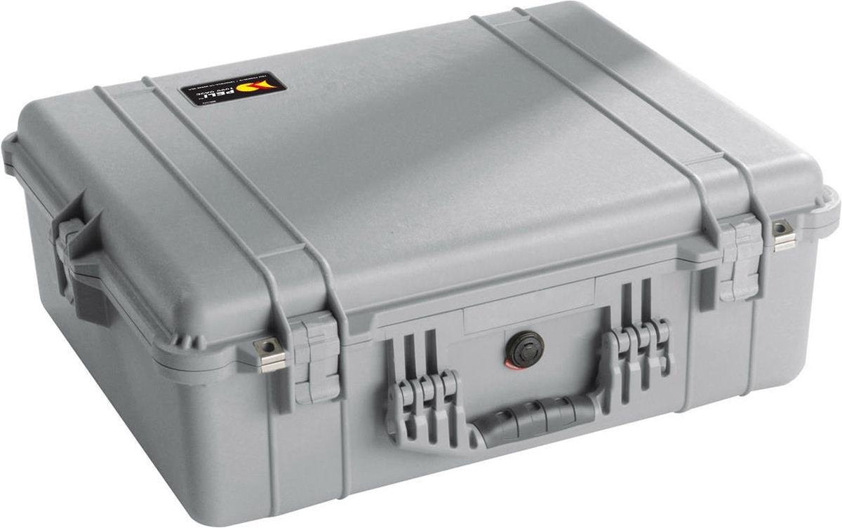 Peli 1600 Waterdichte Camerakoffer zilver met Foam Interieur