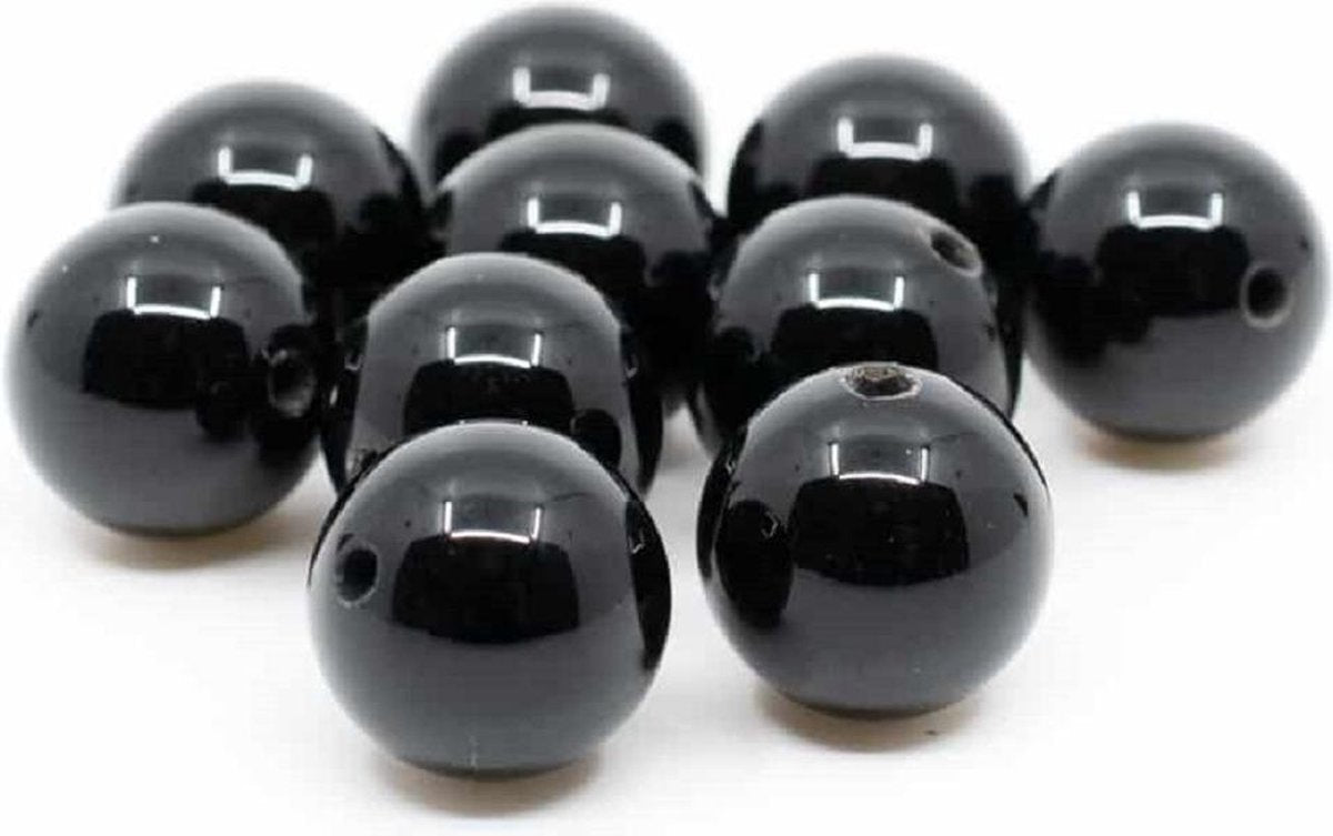 Edelsteen Losse Kralen Zwarte Toermalijn – 10 stuks (10 mm)