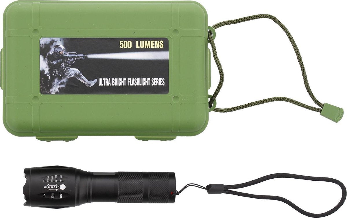 LED Flashlight 500 Lumen - ZakLamp + doos