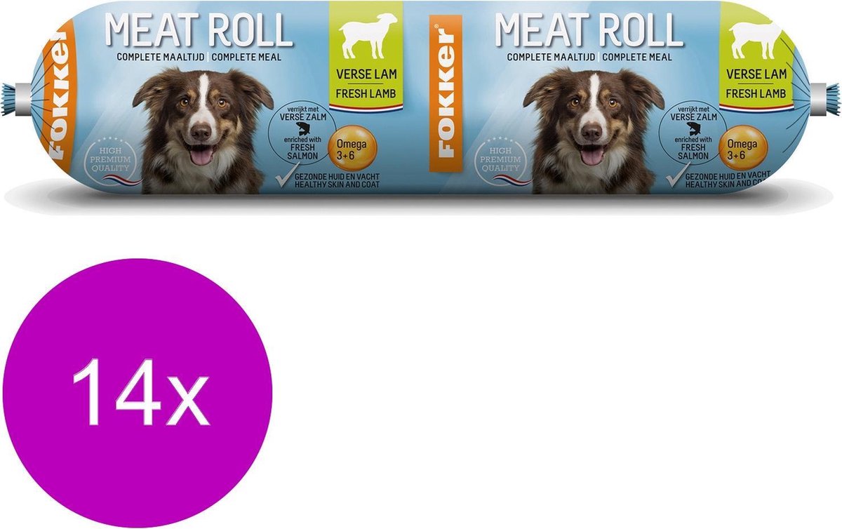 Fokker Dog Meat Roll - Hondenvoer - 14 x Lam 800 g