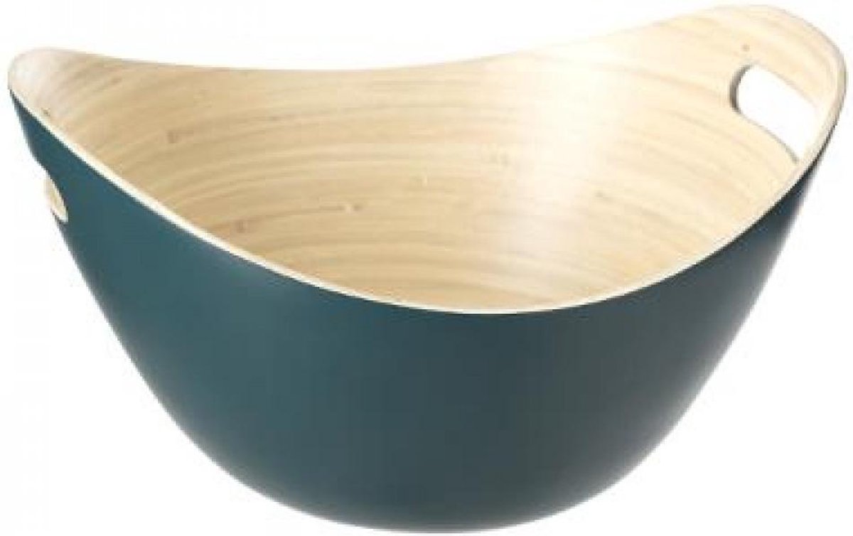 Bamboehouten serveerschaal/saladekom - Groen - 30 x 26 cm