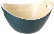 Bamboehouten serveerschaal/saladekom - Groen - 30 x 26 cm