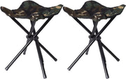 Set van 4x stuks vier poots opvouwbare krukjes camouflage leger groen 42 cm - Campingstoel - Visserskrukje