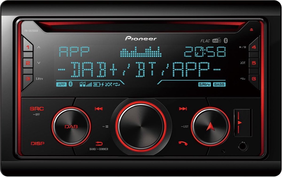 Pioneer FH-S820DAB Autoradio Dubbel din CD Tuner-USB-DAB+ - 4 x 50 W