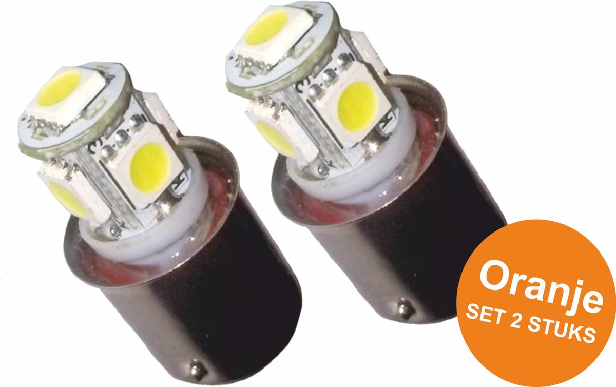 BA15S 5-LED 10-32 VOLT Oranje Auto-Vrachtwagen-Interieur-Binnenverlichting