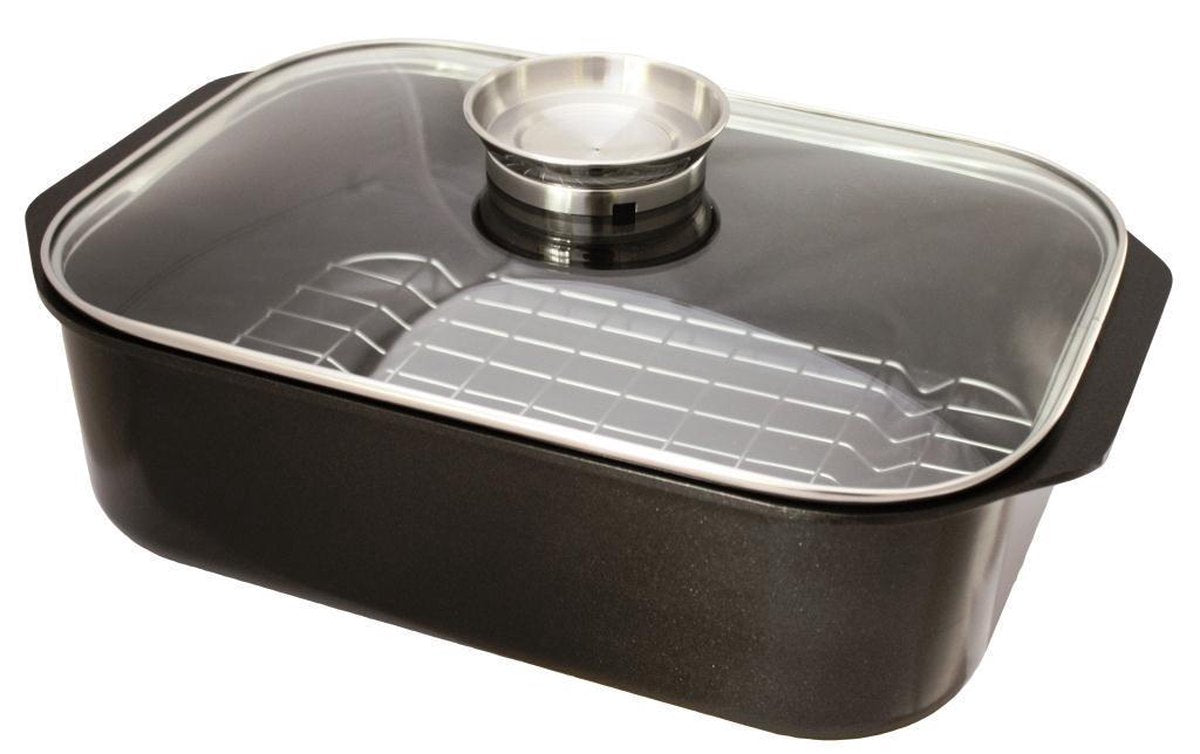 Baumalu gietaluminium non-stick braadpan met glazen deksel 33 x 21 cm