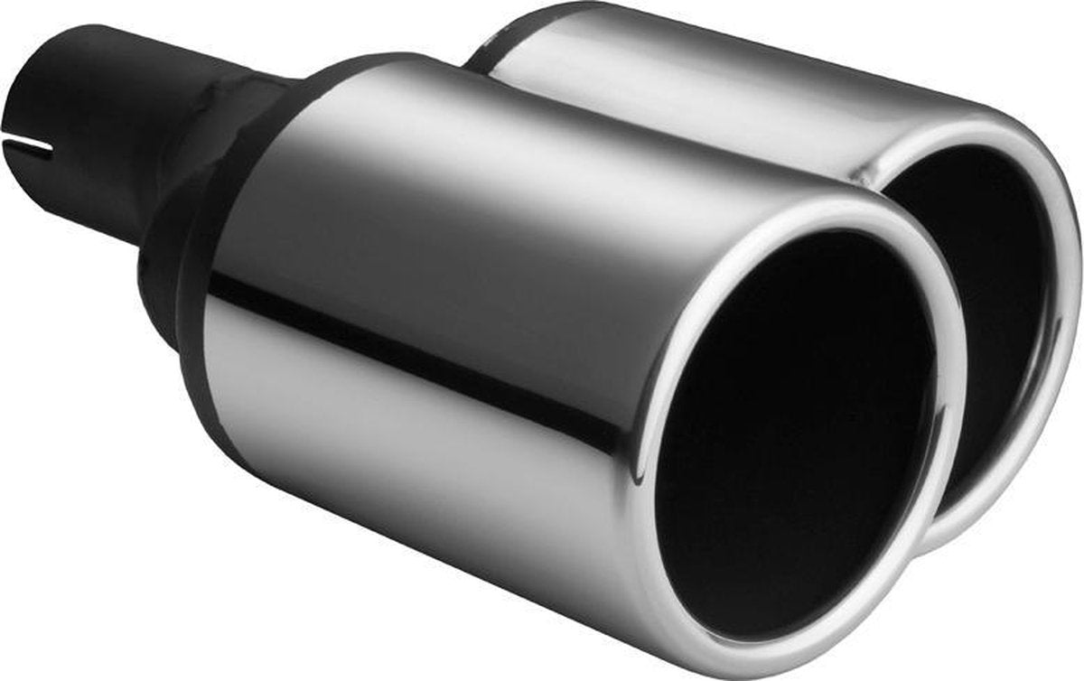 Ulter Sport Uitlaatsierstuk (rechts) - Dubbel Rond Ø100mm - Lengte 160/220mm - Montage ->50mm - RVS