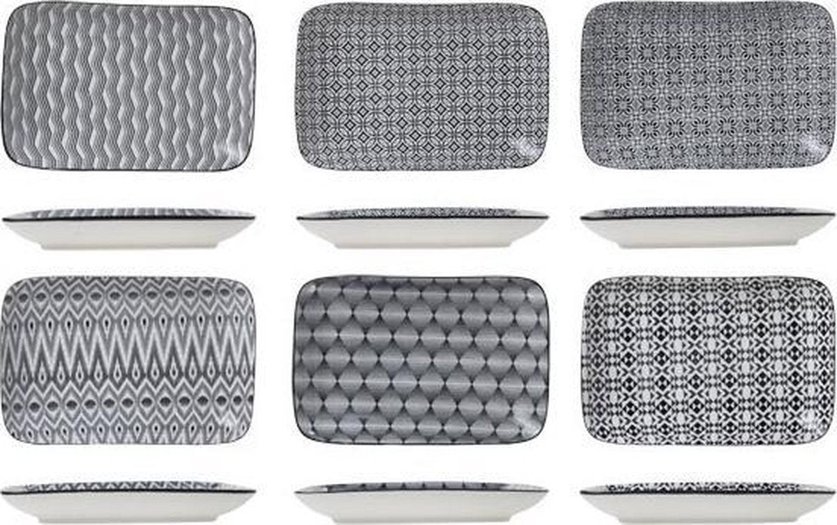 Nikko-Black - Schotel - 26x17.5cm - Porselein - ( set van 6)