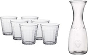 Glazen karaf van 0.5 liter met 6x stuks drinkglazen/waterglazen 220 ml