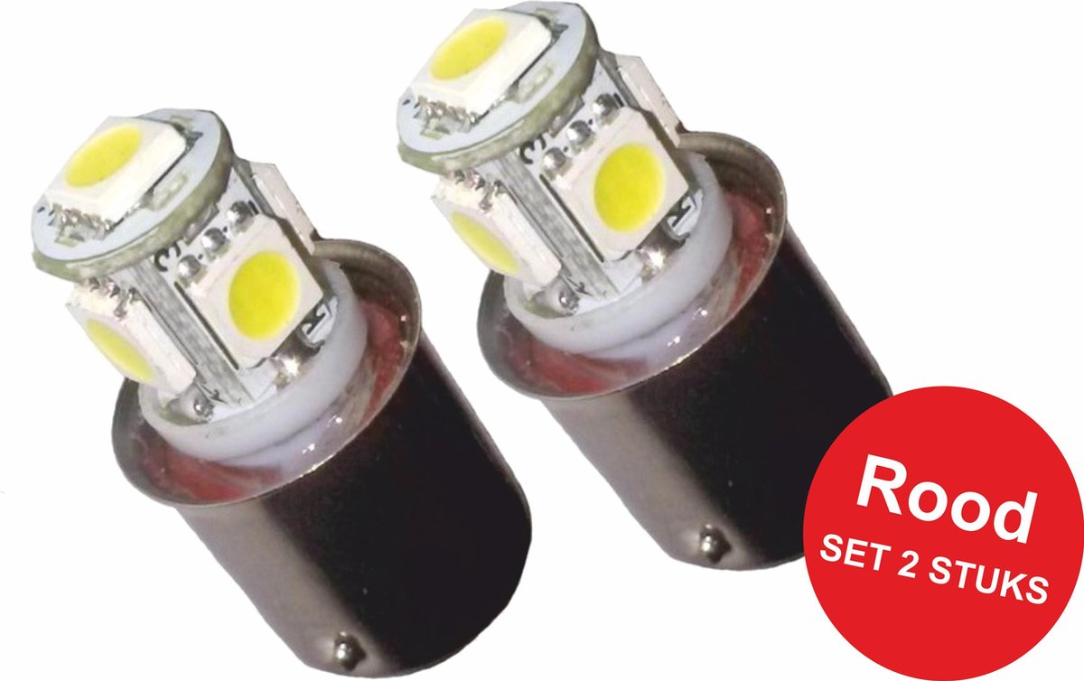 BA15S 5-LED 10-32 VOLT Rood Auto-Vrachtwagen-Interieur-Binnenverlichting