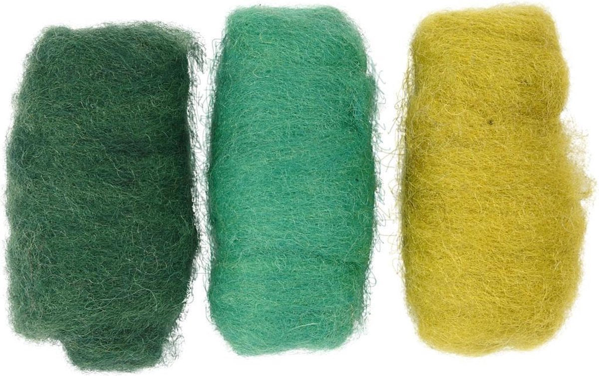 Colortime Gekaarde Wol Groen 10 Gram 3 Stuks