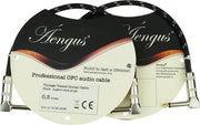 2 stuks Áengus Black Tweed patchkabel - 6.35mm mono jack plug haaks/haaks - 30 cm