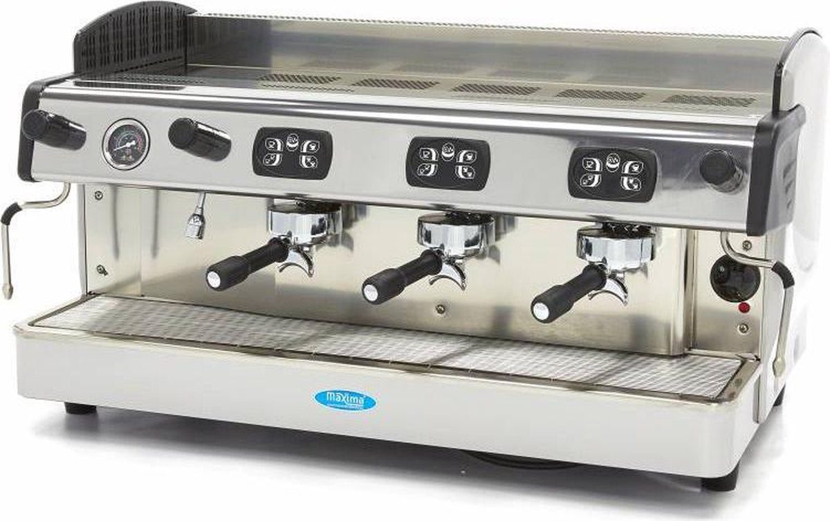 Espresso Koffie Machine 3-Groeps XL - RVS - 720 Kopjes Per Uur - 4 Doseringen - Horeca Espresso Apparaat - Maxima