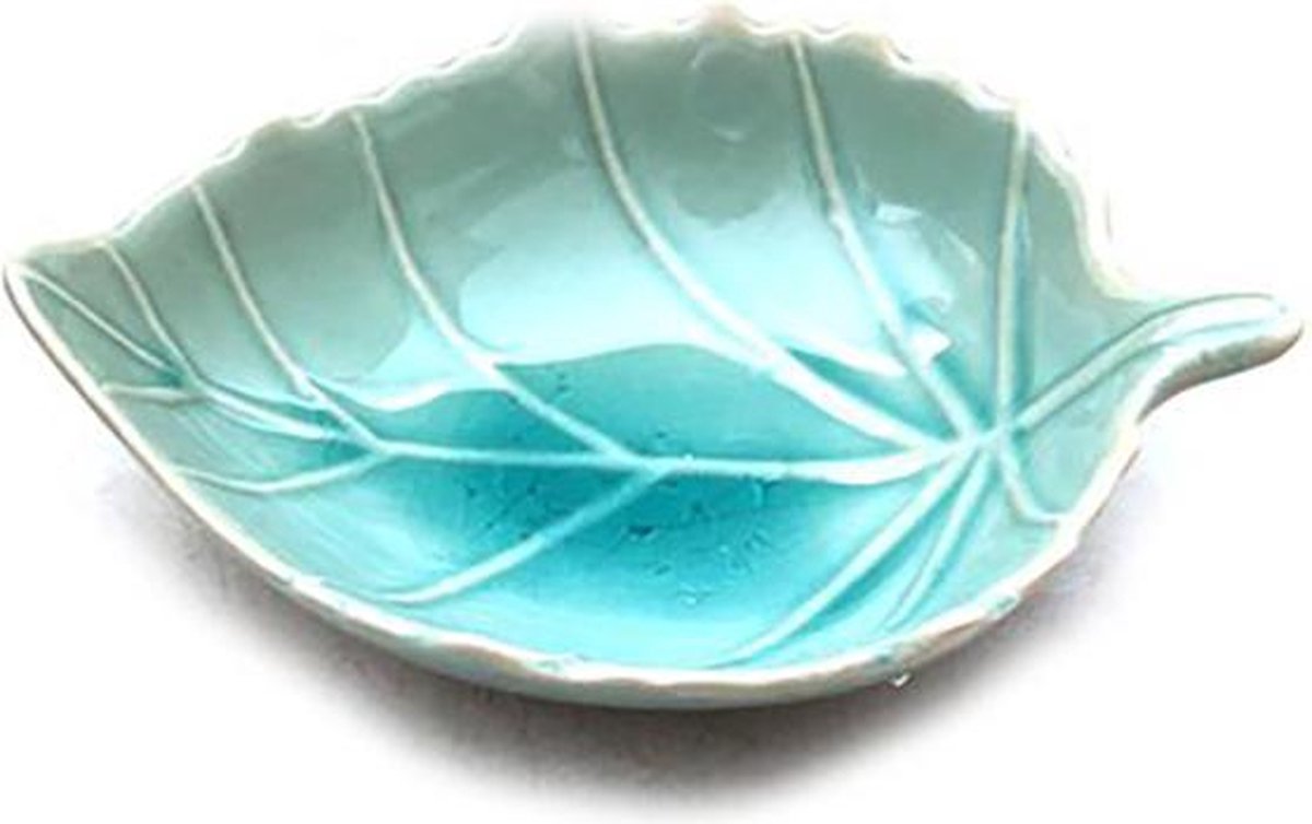 Serveerschaaltjes - Serveerschaaltjes keramiek - Schaaltjes - Tapas schaaltjes Blad schaaltjes - Turquoise 17 cm  (4 stuks)