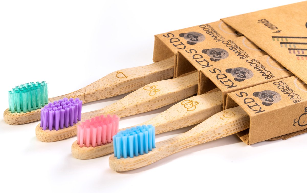 BY OLIVE Bamboe Kindertandenborstel 4 St. Bamboo Tandenborstel Kids