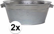 2x stuks ronde zinken teilen/drankenkoelers van 11 liter