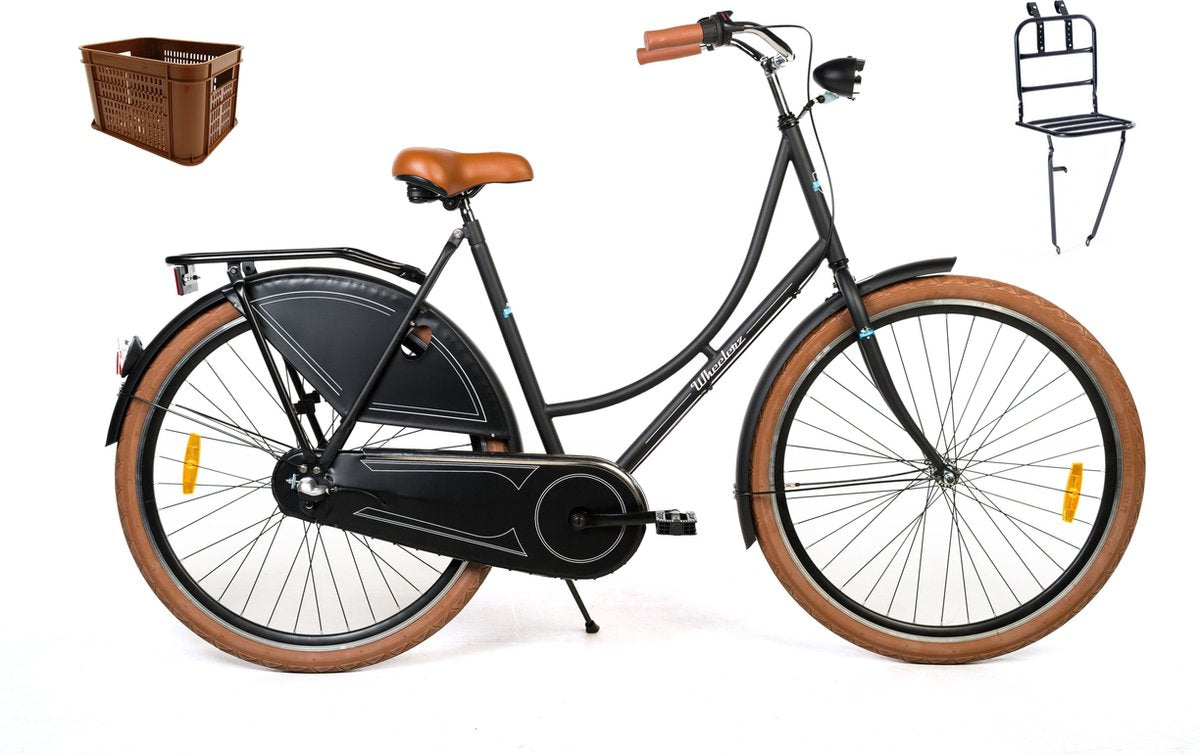Wheelerz Omafiets 28 3 versnellingen Zwart met REK en KRAT