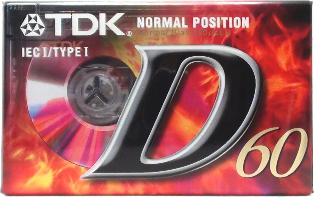 Audio Cassette Tape TDK D-60 normaal Position type I - Uiterst geschikt voor alle opnamedoeleinden / Sealed Blanco Cassettebandje / Cassettedeck