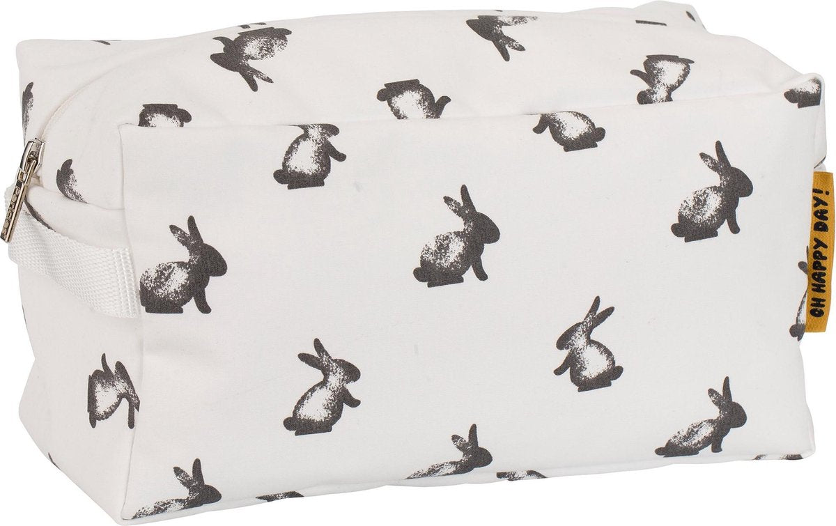 Pericles Toilettas Nero Katoen 28 X 15 Cm Wit/zwart