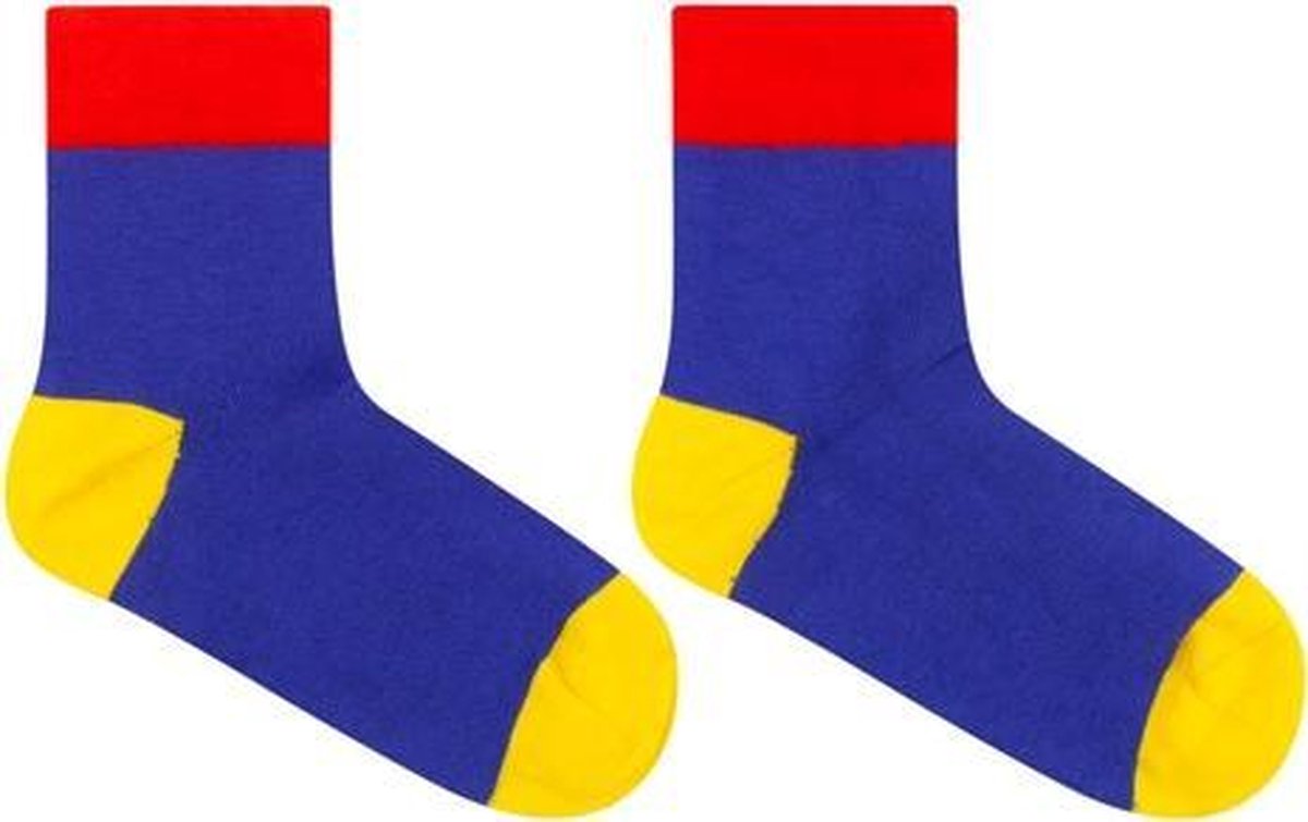 Wilson's Paradise Halfhoge kindersokken zonder naad blauw - rood - geel | maat 27-30