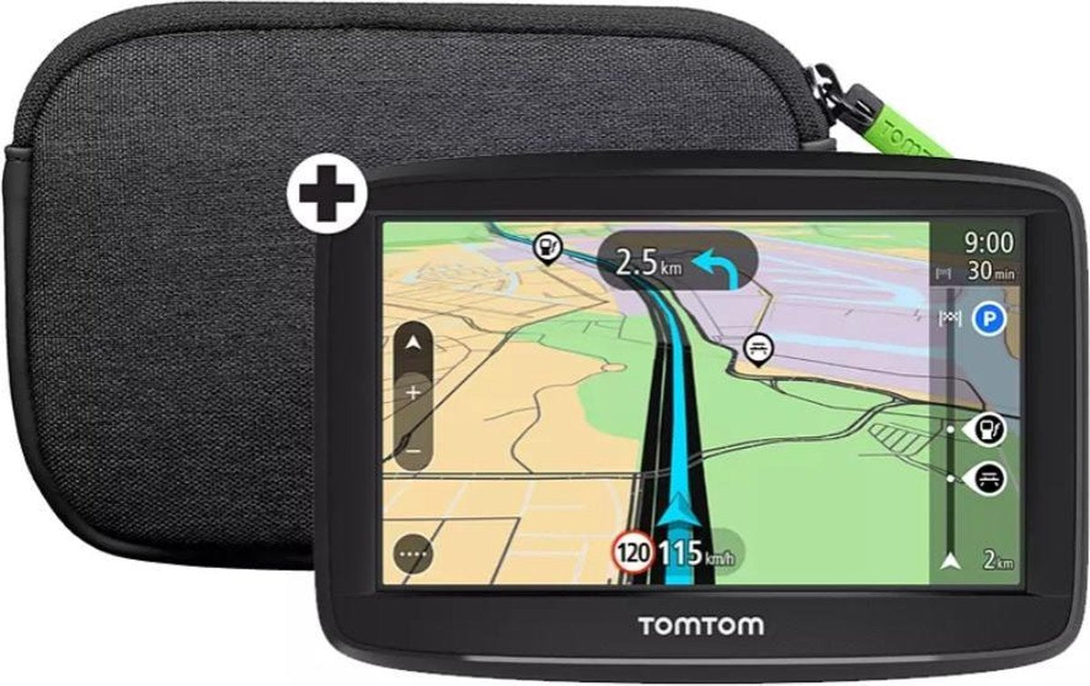 TomTom navigatiesystemen -  45 landen - europa - rijbaanbegeleiding - snelheidsassistent - inzoomen op kruising - 8 GB - incl. case.