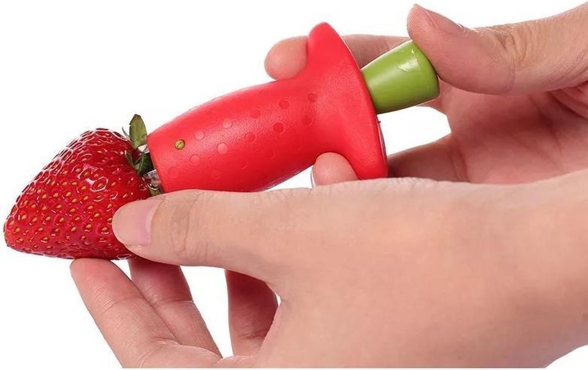 LOUZIR Aardbei ontkroner - aardbeien / tomaten ontkroner - Rood - Tomaat ontkroner - Aardbei steel verwijderaar - Universeel