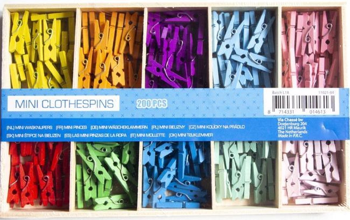 Mini wasknijpers - 200 stuks