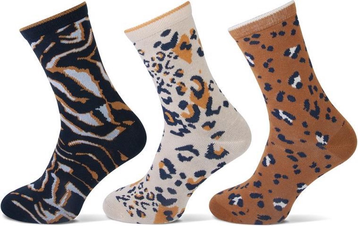 Teckel damessokken - dierenprint - 3-pack - 36/42