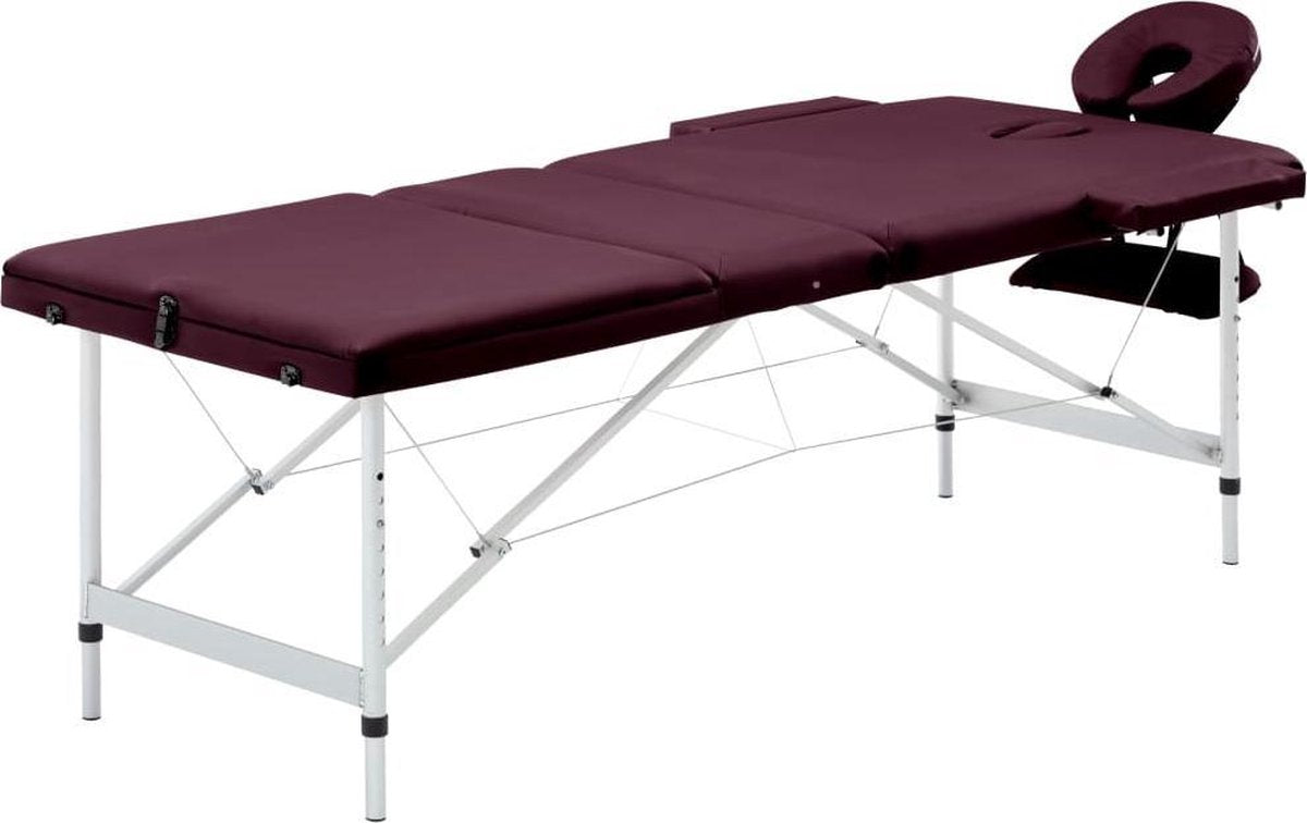 Medina Massagetafel inklapbaar 3 zones aluminum wijnpaars