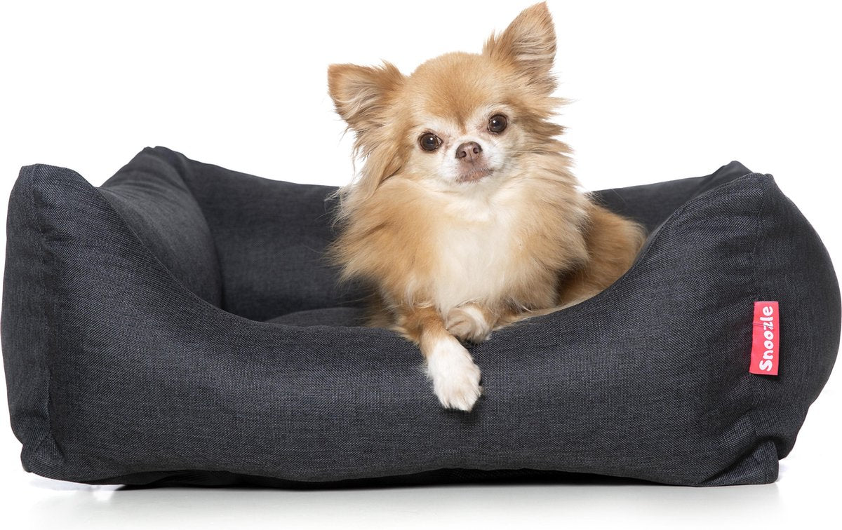 Snoozle Hondenmand New York Grijs - M - 60 x 44 cm - Hondenbed - Groot - Goed gevuld - Vierkant - Wasbaar