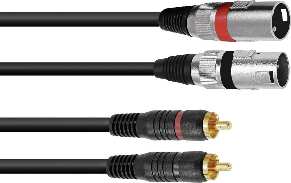 XLR Adapterkabel [2x XLR-stekker 3-polig - 2x Cinch-stekker] 1.00 m Zwart Omnitronic