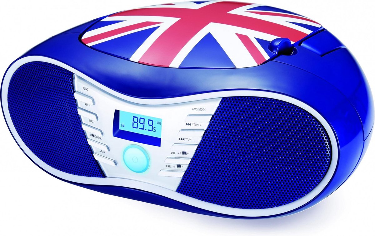 Bigben CD58GB Draagbare Radio/CD Speler met USB - Great Britain - Rood/Blauw
