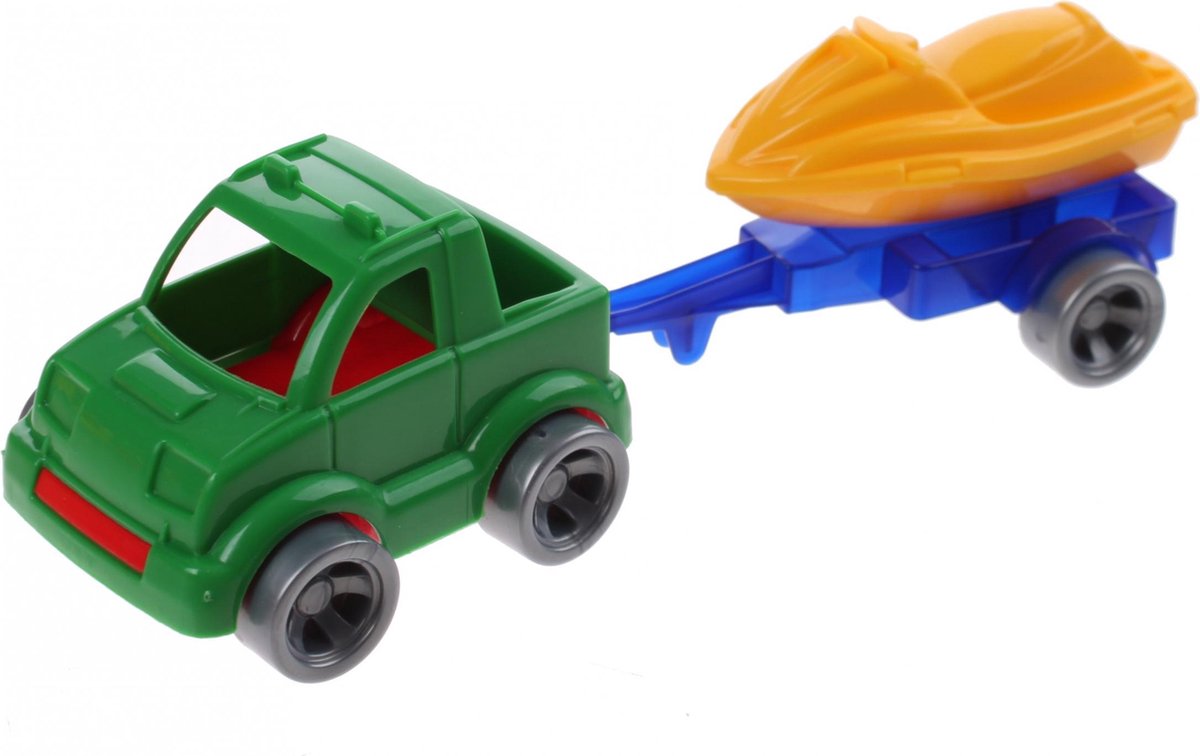 Wader Kids Cars Aanhanger Met Jetski Groen/geel
