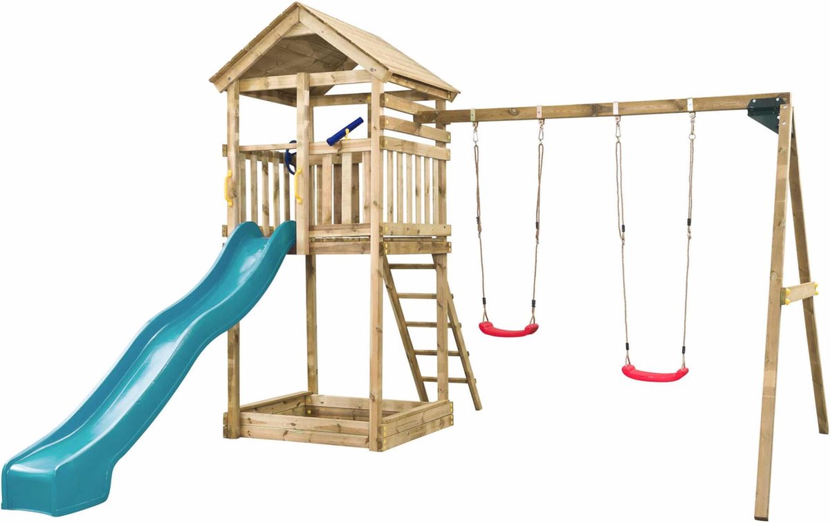 SwingKing Speeltoestel Daan + glijbaan Turquoise blauw    - 320x400x420cm
