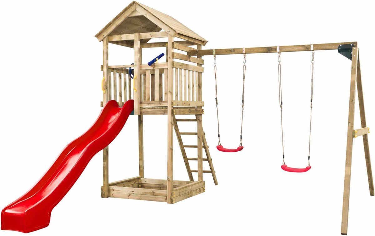 SwingKing Speeltoestel Daan + glijbaan Rood    - 320x400x420cm