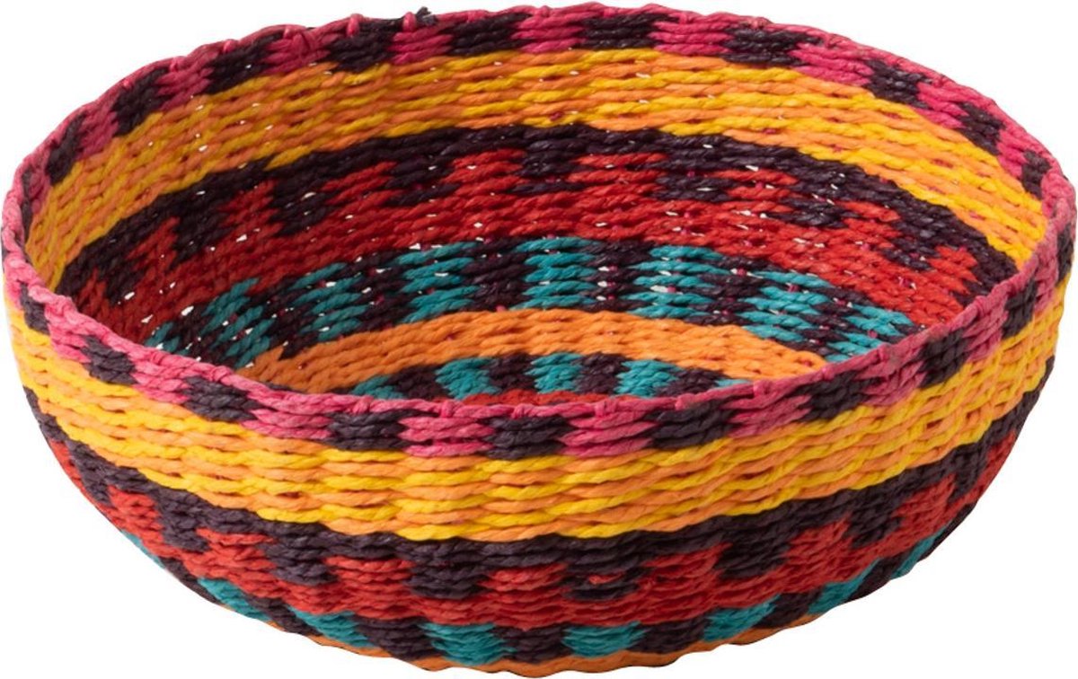 J-Line Schaal Rond Cuba Papier Touw Mix