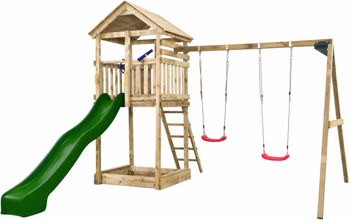 SwingKing Speeltoestel Daan + glijbaan Groen    - 320x400x420cm