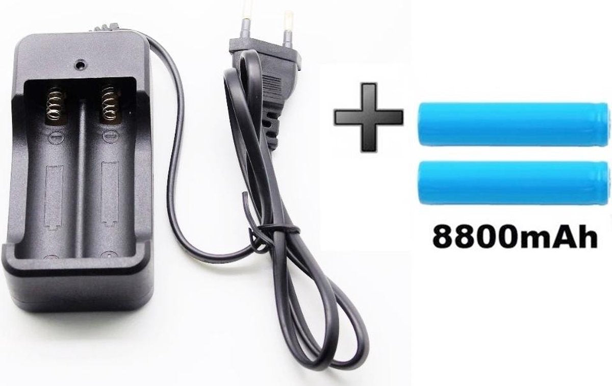 consumentenwinkel.nl PO-773 Batterijlader voor Li-Ion accu's 4.2V + 2 x 18650 8800mah Batterijen - set
