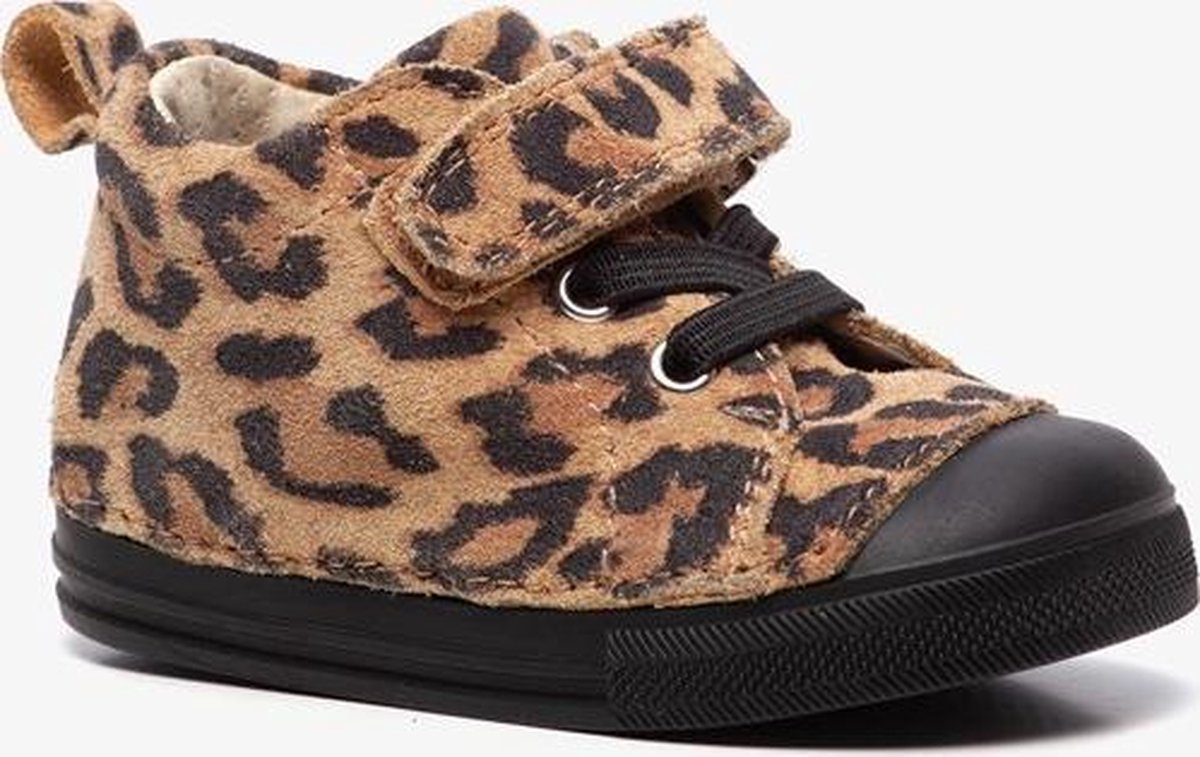 Groot leren babyschoenen met luipaardprint - Bruin - Maat 21