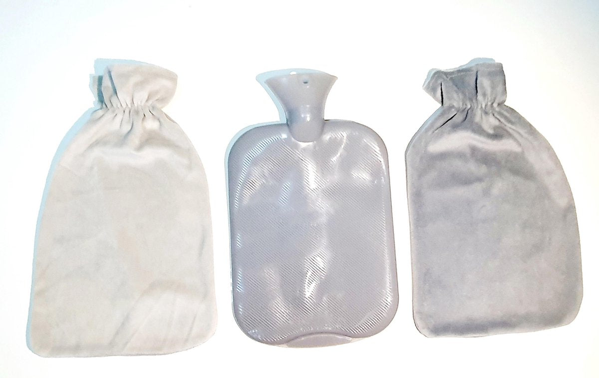Warmwaterkruik met 2 EXTRA  zachte hoes Warmwaterkruik